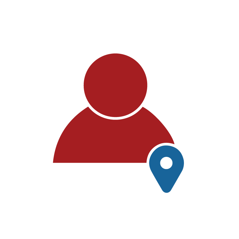 illustration of red person outline with blue location bubble on top